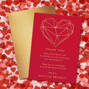 Geometrische Herz-Valentinstag-Junggesellinnen-Abs Dankeskarte