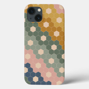 Geometrische Hexagon-Blumenformen Erdgrün rosa Case-Mate iPhone Hülle