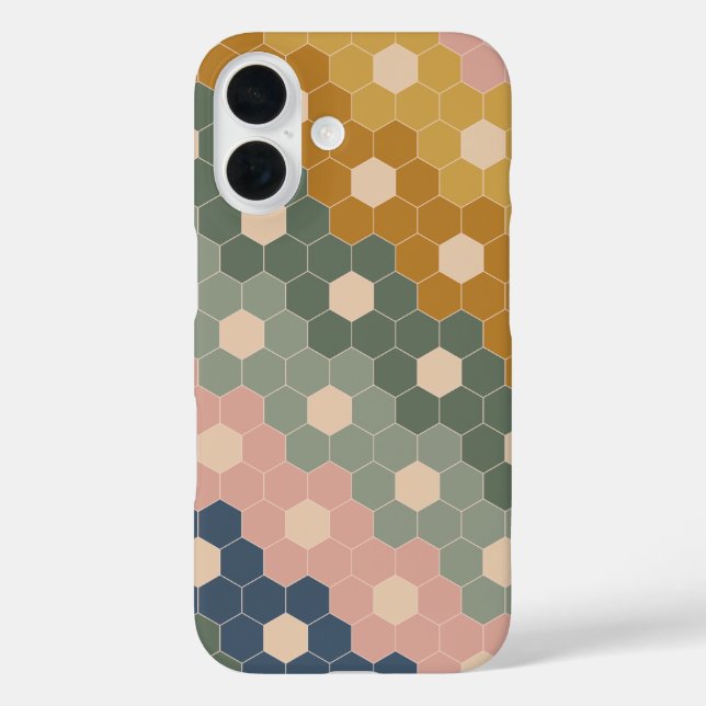 Geometrische Hexagon-Blumenformen Erdgrün rosa Case-Mate iPhone Hülle (Rückseite)