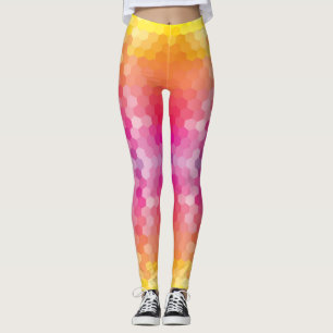 Geometrische Hexagon-Formen rosa gelb Leggings