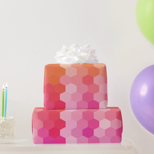 Geometrische Hexagon-Formen Rosa und Gelb-Farbstof Geschenkpapier (Partygeschenke)