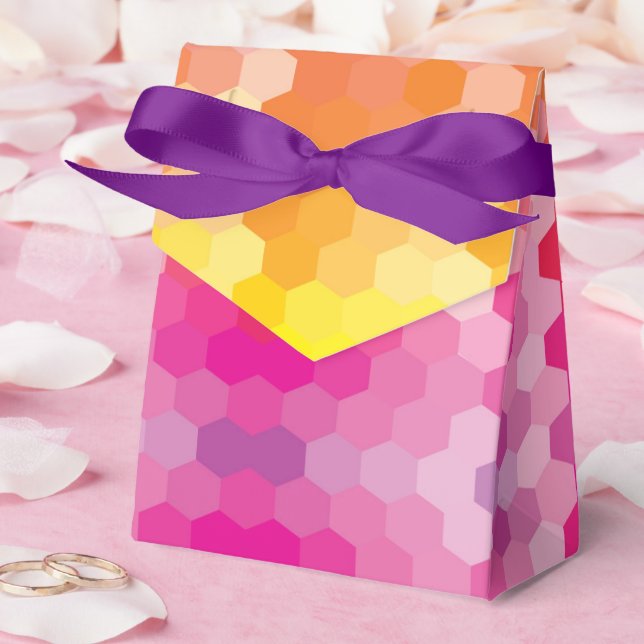 Geometrische Hexagon-Formen Rosa und Gelb-Farbstof Geschenkschachtel (Hochzeit)