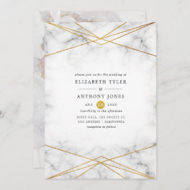 Geometrische Hochzeit aus Gold Marble Einladung