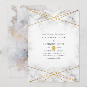 Geometrische Hochzeit aus Gold Marble Einladung