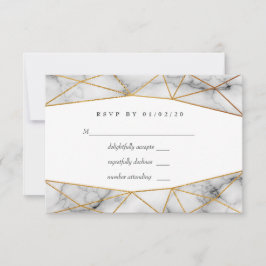 Geometrische Hochzeit aus Gold Marble RSVP Karte