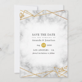 Geometrische Hochzeit aus Gold Marble Save The Date