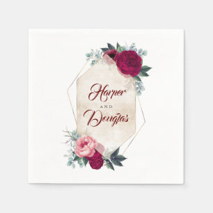 Geometrische Hochzeit im Herbst von Burgundy Red F Serviette