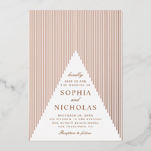geometrische Hochzeit in Gold. Eleganter moderner Folieneinladung