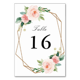 geometrische Hochzeit in Rosa Tischnummer