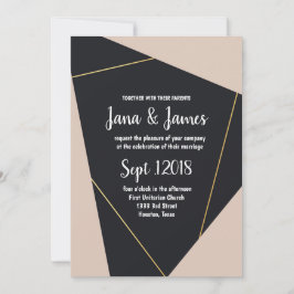 geometrische Hochzeit in Rosa und Gold Einladung