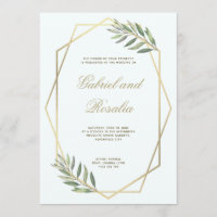 geometrische Hochzeit mit weißem und goldenem Rand