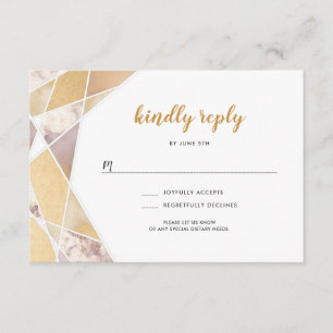 Geometrische Hochzeit rsvp   Imitate Goldmarmor Karte