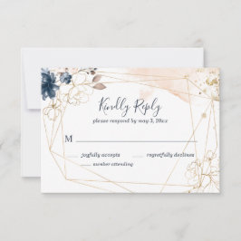 Geometrische Hochzeit RSVP in Marine, Gold und Ros