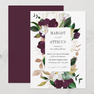geometrische Hochzeit Velvet Magnolia und Elfenbei Einladung
