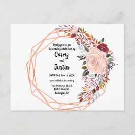 Geometrische Hochzeit von Goldrahmen Einladungspostkarte