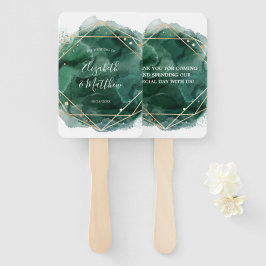 Geometrische Hochzeit von Grün und Gold Fächer