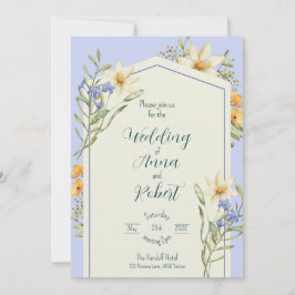 geometrische Hochzeit von Lilac und Weißen Wildblu Einladung