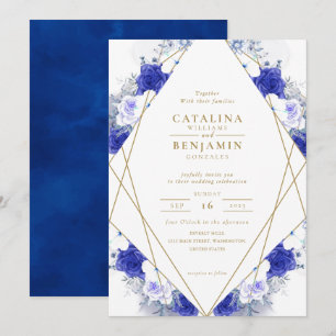 Geometrische Hochzeit von Navy Blue Lila Gold Lett Einladung