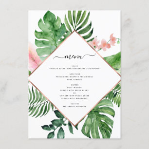 Geometrische Hochzeit von tropischen Palmen Menükarte