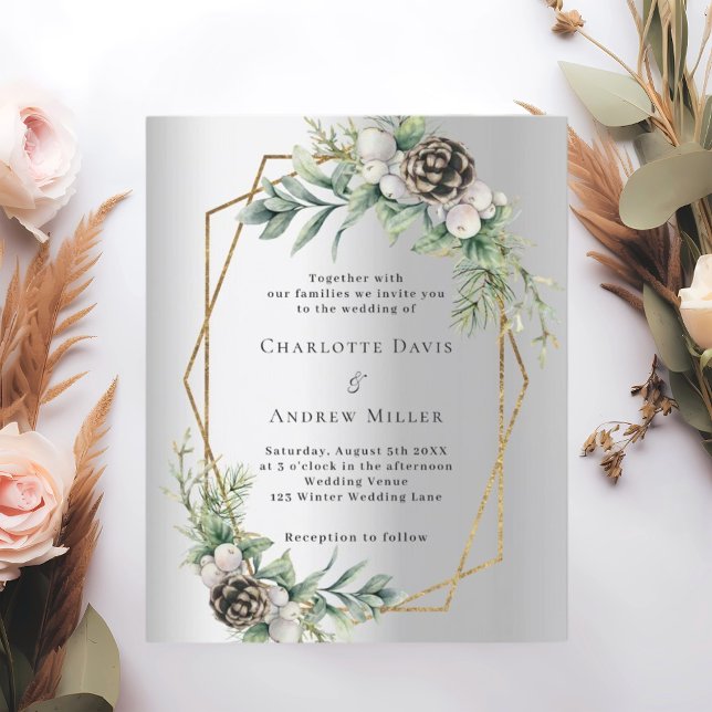 geometrische Hochzeitseinladung mit Silberkonus (Von Creator hochgeladen)