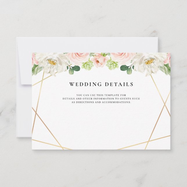 geometrische Hochzeitskarte mit Blumenmuster RSVP Karte (Vorderseite)