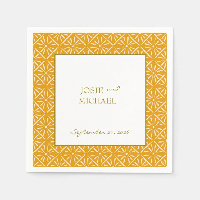 Geometrische Hochzeitspapier-Serviette Serviette (Vorderseite)