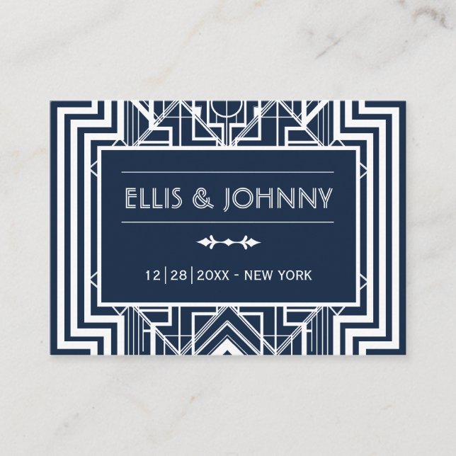 Geometrische Hochzeitsstipps der Marine Platzkarte (Vorderseite)