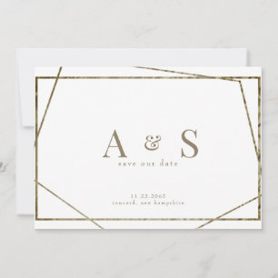 Geometrische Hochzeitung mit Goldtext-Monogramm sp Save The Date