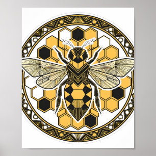 Geometrische Honigbiene-Waben-Art-Deco-Insekten-Ku Poster