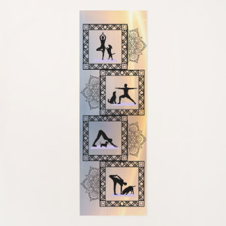 Geometrische Hund-Silhouette-Yogamatte mit Mandala Yogamatte