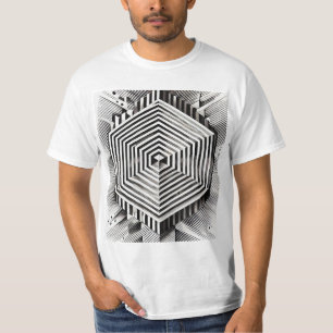 Geometrische Illusion Schwarz-Weiß-Abstrakt T-Shirt
