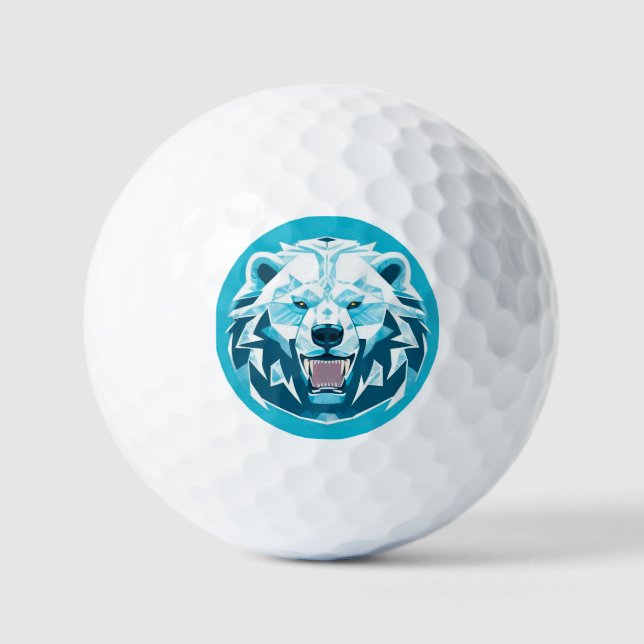 Geometrische Illustration des Eisbärs Golfball (Vorderseite)