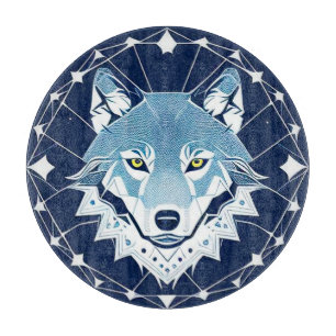 Geometrische Illustration eines Wolfes Schneidebrett