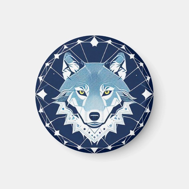 Geometrische Illustration eines Wolfs Magnet (Vorne)