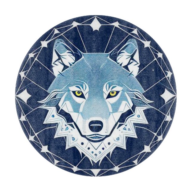 Geometrische Illustration eines Wolfs Schneidebrett (Vorderseite)