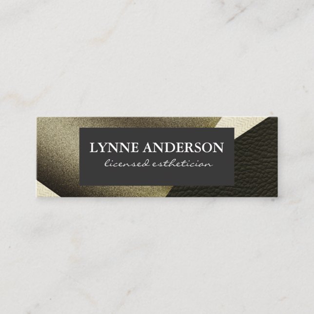 Geometrische Imitate Gold Leder Wavy Farbblöcke Mini Visitenkarte (Vorderseite)