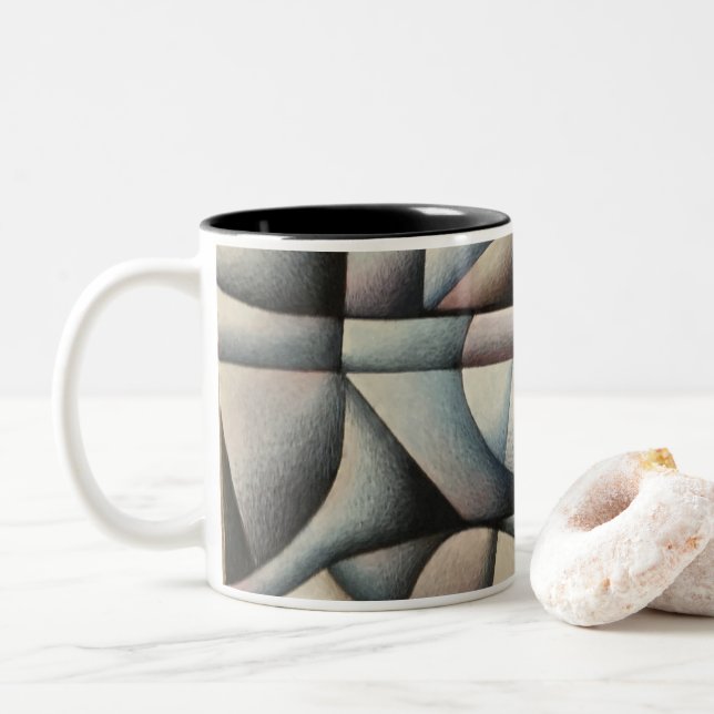 Geometrische Kaffeemaschine-Tasse Zweifarbige Tasse (Mit Donut)