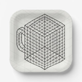 Geometrische Kaffeetasse Isometrische Gitterkunst  Pappteller