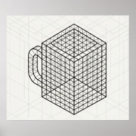 Geometrische Kaffeetasse Isometrische Gitterkunst  Poster