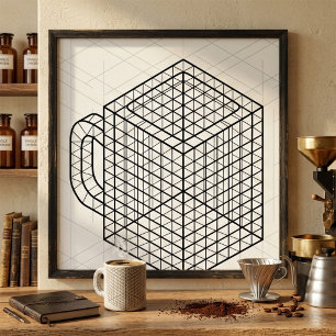 Geometrische Kaffeetasse Isometrische Gitterkunst Poster