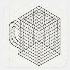 Geometrische Kaffeetasse Isometrische Gitterkunst  Quadratischer Aufkleber