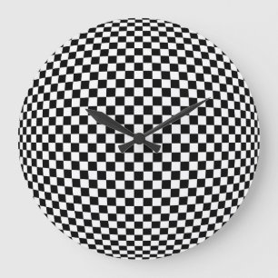 Geometrische karierte Illusion: Vintage Kunst. Große Wanduhr
