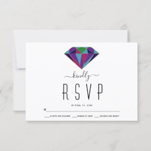 Geometrische Karo-Typografie Hochzeit RSVP-Karte RSVP Karte