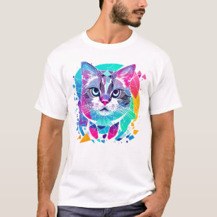 geometrische Katze abstrakt Katze Katzen farbig ge T-Shirt