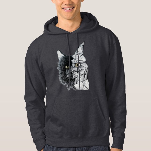 Geometrische Katze Hoodie (Vorderseite)