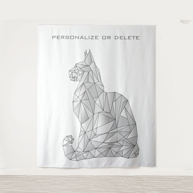 Geometrische Katze Moderne minimale Niedliche Abst Wandteppich (Vorderseite)