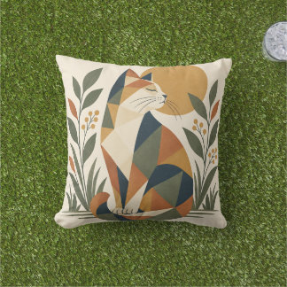 Geometrische Katzen-Botanik-Kunst Kissen