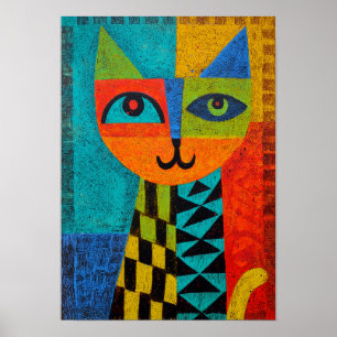 Geometrische Katzen – Kühn, Hell und Verspielt Poster
