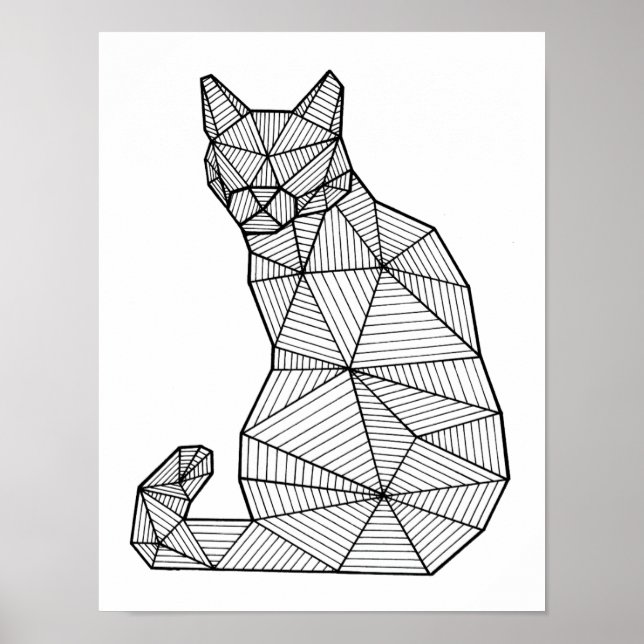 Geometrische Katzenkatze, Rückseite Poster (Vorne)