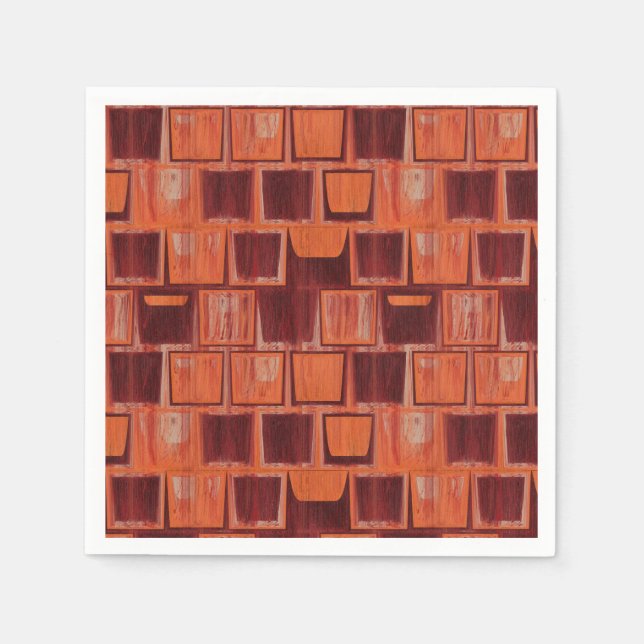 Geometrische Keramik in Rot und Orange Serviette (Vorderseite)